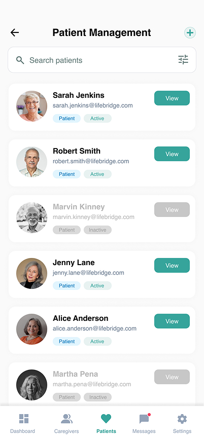 Admin Caregiver Profile Wireframe
