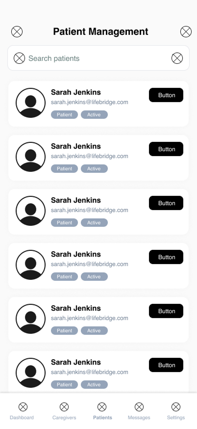 Admin Caregiver Profile Wireframe