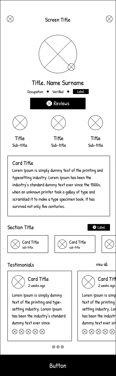Admin Caregiver Profile Wireframe