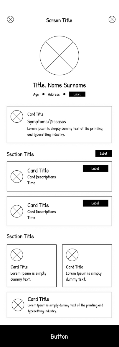 Admin Caregiver Profile Wireframe