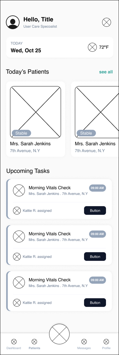 Caregiver Profile Wireframe