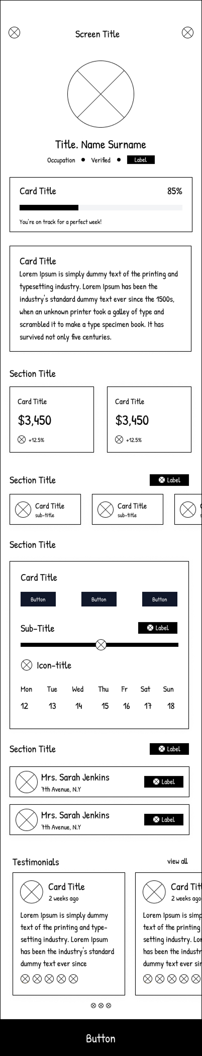 Caregiver Profile Wireframe