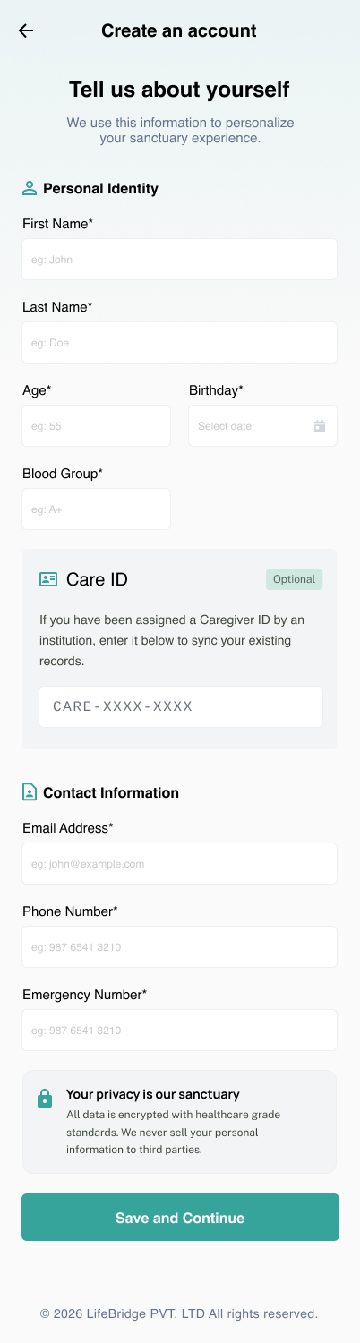 Patient Profile Wireframe