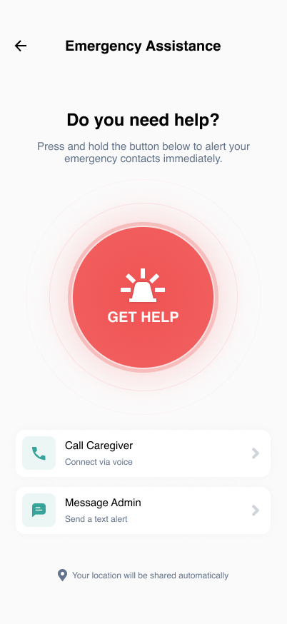 Patient Emergency Assistance Wireframe