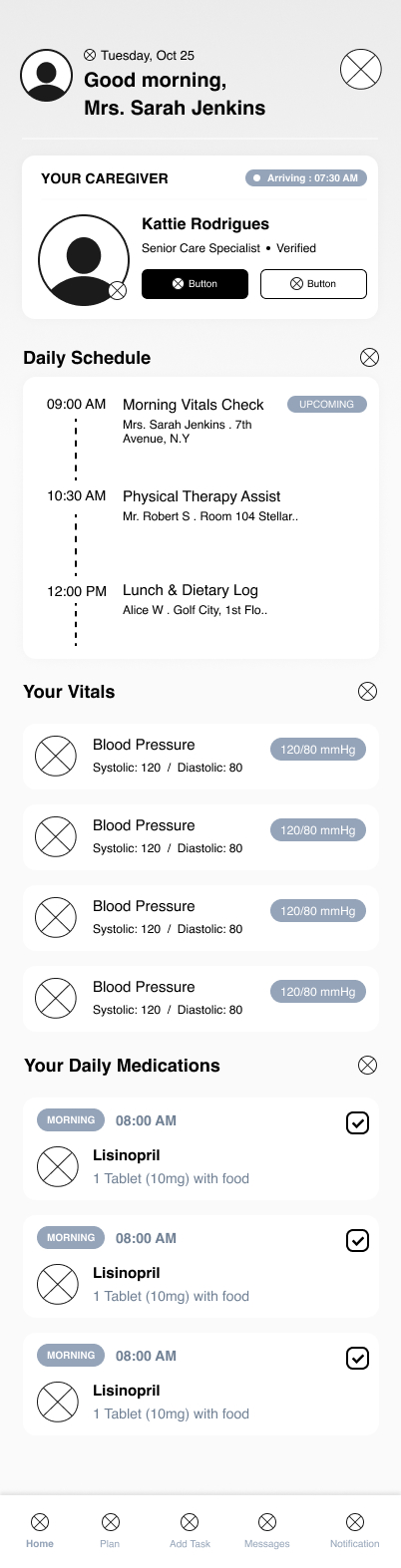 Patient Dashboard Full Wireframe