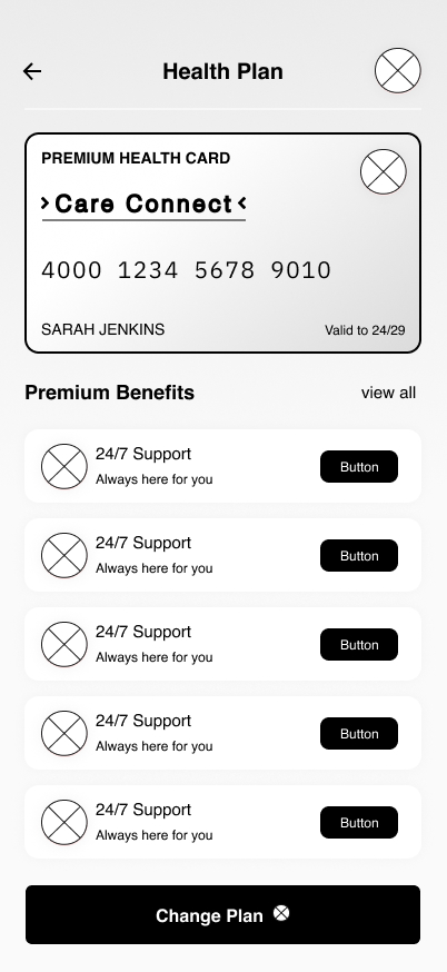 Patient Health Plan Wireframe