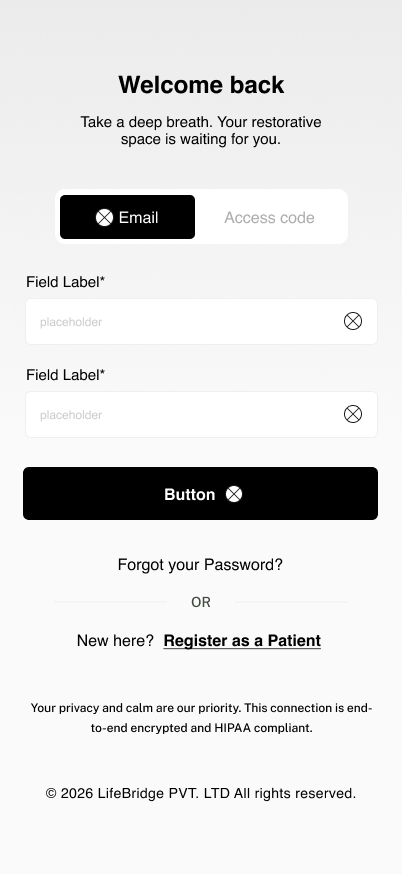 Patient Login Wireframe