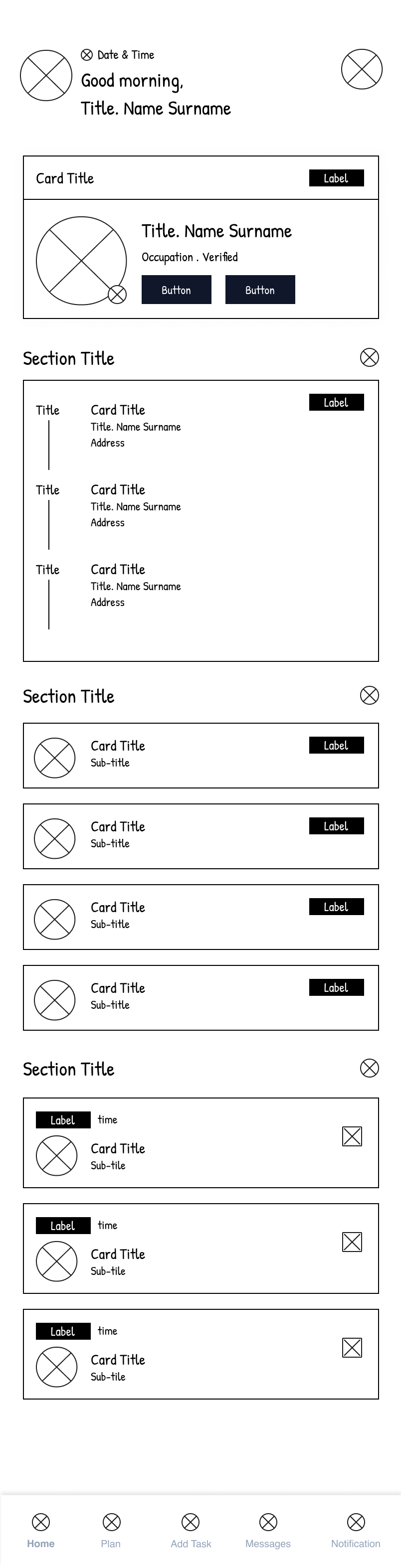 Patient Dashboard Full Wireframe