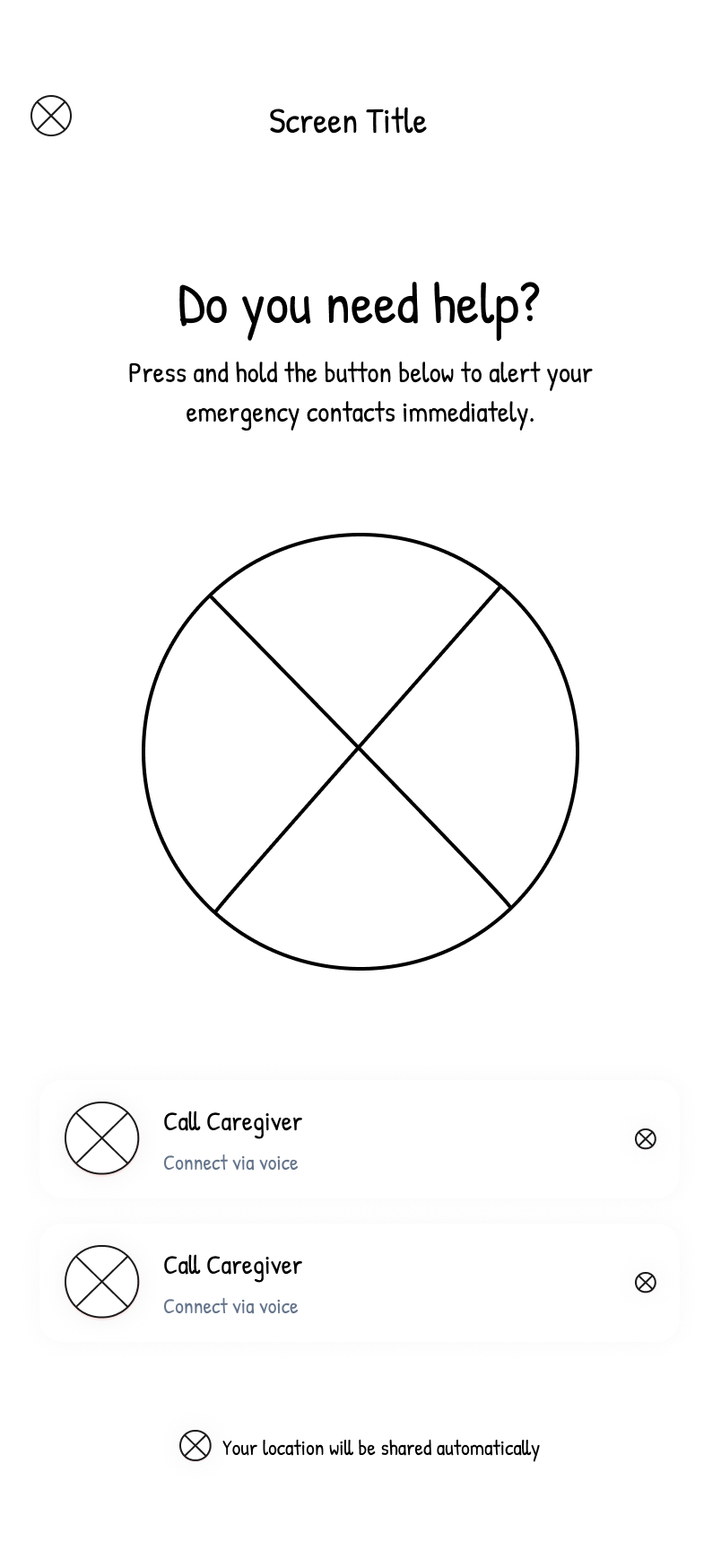 Patient Emergency Assistance Wireframe