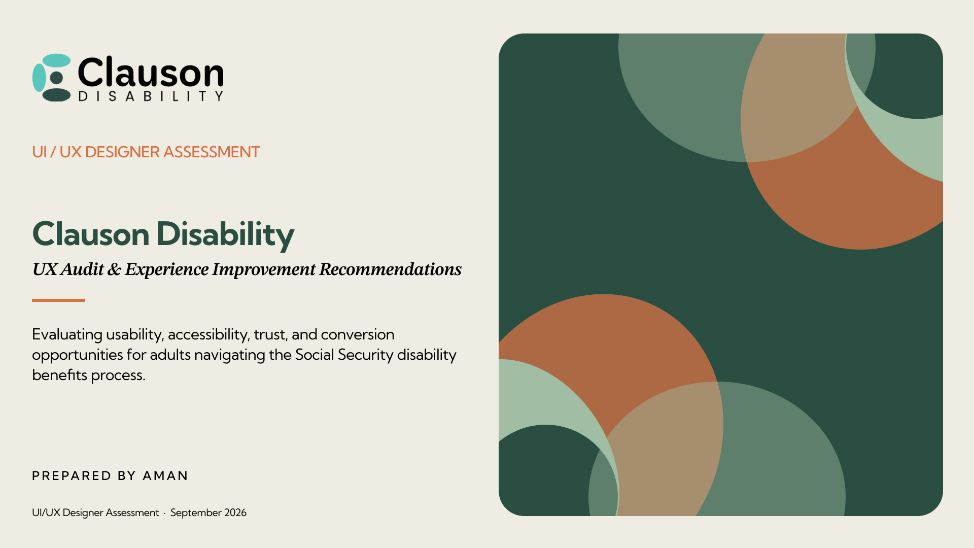 Clauson Disability UX Audit & Experience Improvement Recommendations presentation cover